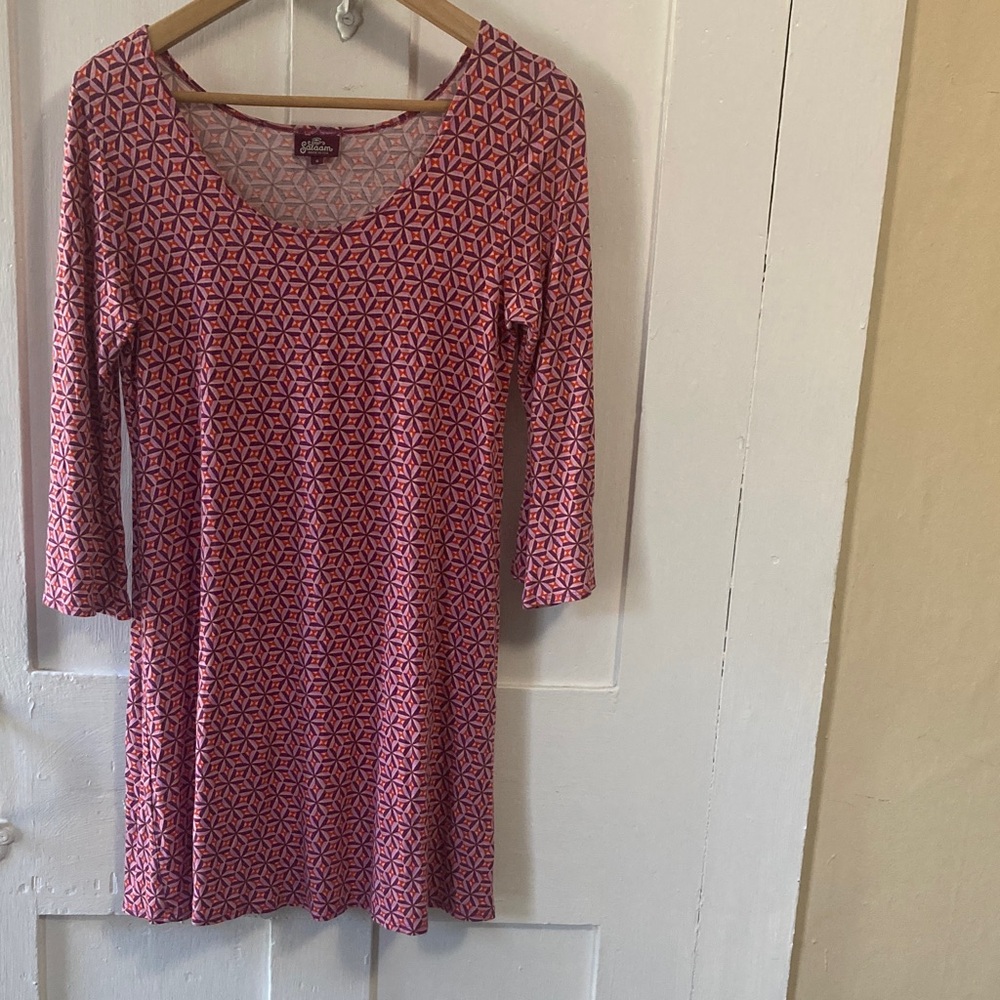 Salaam Pink Geometric Long Sleeve Tunic/Dress